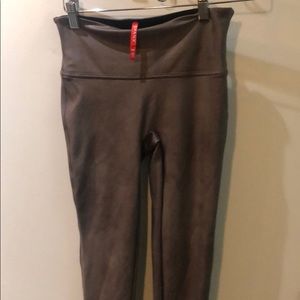 Gray brown faux leather Spanx legging